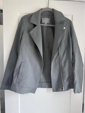 Classiques Entier Women's Gray Asymmetrical Full-Zip Motorcycle Jacket size XS